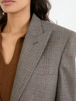 Oversized Wollblazer mit Hahnentritt Braun