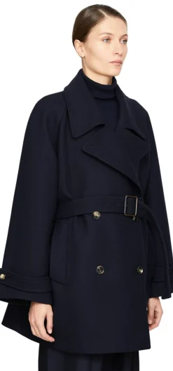 Oversized Wollmantel Marineblau