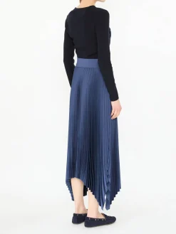 Plissierter Midirock Marineblau