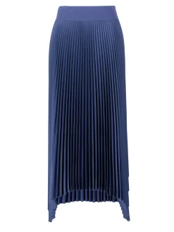 Plissierter Midirock Marineblau