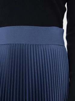 Plissierter Midirock Marineblau
