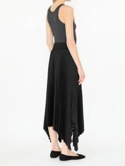 Plissierter Midirock Schwarz