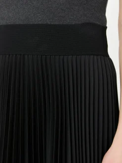 Plissierter Midirock Schwarz