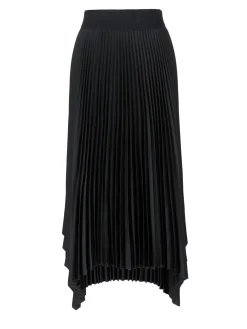 Plissierter Midirock Schwarz