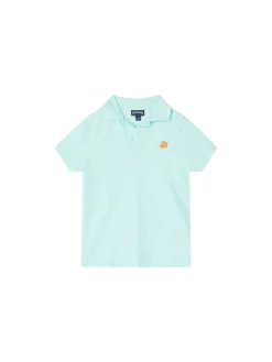Poloshirt mit Baumwollpikee Türkis