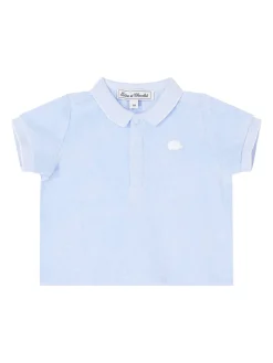 Poloshirt mit Igel-Patch aus Frottee Blau