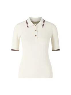 Poloshirt mit Rautensteppung und Logomuster Weiß/Elfenbein
