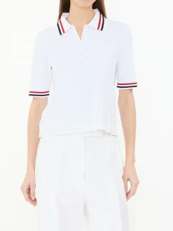 Poloshirt mit Streifen-Details Weiß