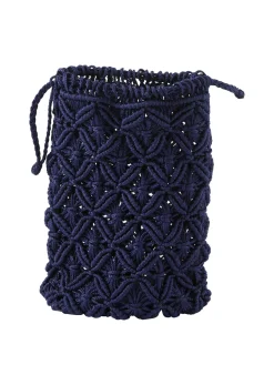 Pouch 'Makramee' aus Sabraseide Marineblau