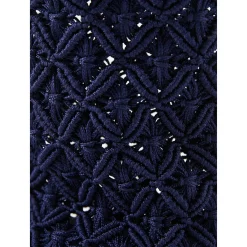 Pouch 'Makramee' aus Sabraseide Marineblau