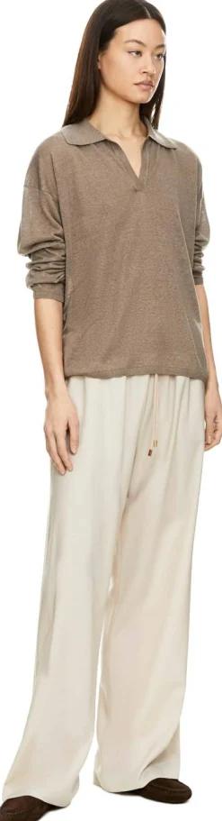 Pullover 'Elira' aus Seide und Leinen Taupe