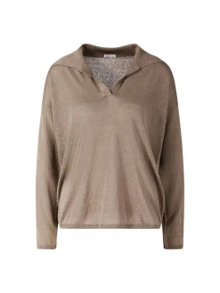 Pullover 'Elira' aus Seide und Leinen Taupe