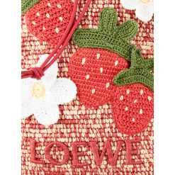 Raffia-Beuteltasche Paula's Ibiza 'Strawberries' Multicolor Red
