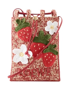 Raffia-Beuteltasche Paula's Ibiza 'Strawberries' Multicolor Red