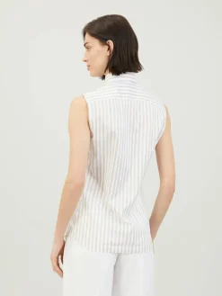 Ärmellose Bluse 'Melissa' Weiß/Beige