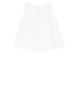 Ärmellose Bluse mit Gänseblümchen Weiß