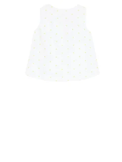 Ärmellose Bluse mit Gänseblümchen Weiß
