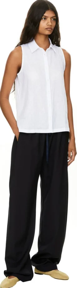 Ärmellose Bluse 'Uma' aus Leinen Weiß