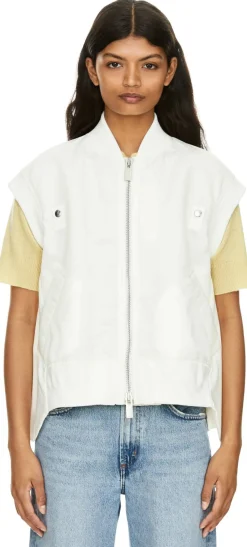 Ärmellose Bomberjacke mit Wolldetails Weiß