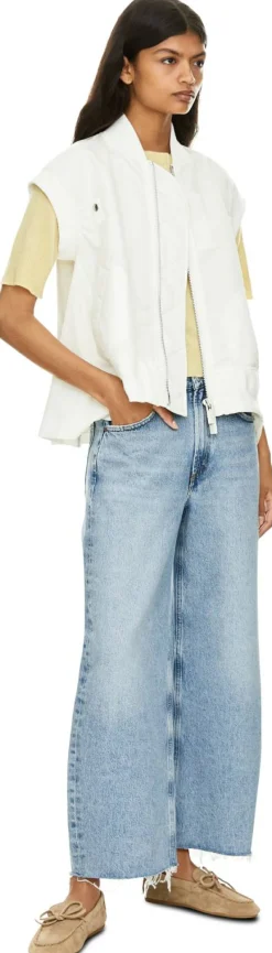 Ärmellose Bomberjacke mit Wolldetails Weiß