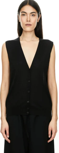Ärmellose Cashmere-Strickjacke 'Neel' Schwarz