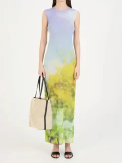 Ärmellose Kleid mit Landschaftsprint Multi
