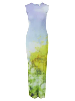 Ärmellose Kleid mit Landschaftsprint Multi