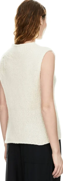 Ärmelloses Cashmere-Seidentop 'Jyll Embroidery' Ecru
