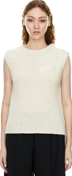 Ärmelloses Cashmere-Seidentop 'Jyll Embroidery' Ecru
