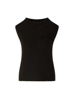 Ärmelloses Cashmere-Seidentop 'Jyll Embroidery' Schokolade