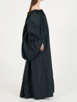 Ärmelloses Kleid mit Cape Schwarz