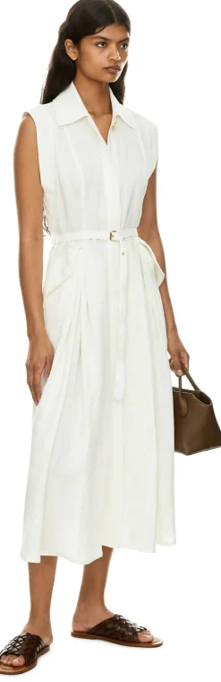 Ärmelloses Midikleid 'Belek' aus Leinen Weiß