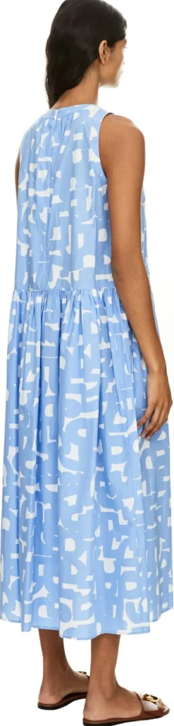 Ärmelloses Midikleid Hellblau/Weiß