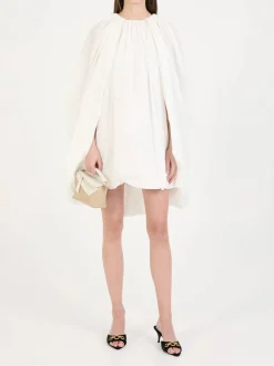 Ärmelloses Minikleid mit Cape Weiß