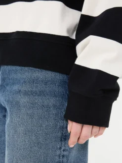 Rugby-Poloshirt Crème/Schwarz