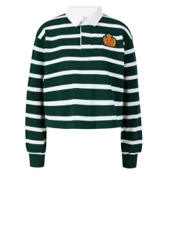 Rugby-Poloshirt Grün/Weiß