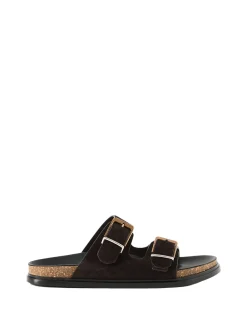 Sandale 'Buckle Slide' Dunkelbraun