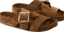 Sandale 'Ease Buckle' aus Veloursleder Braun