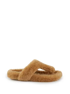 Sandalen 'Ease' aus Shearling Beige