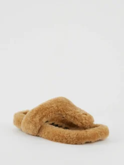 Sandalen 'Ease' aus Shearling Beige
