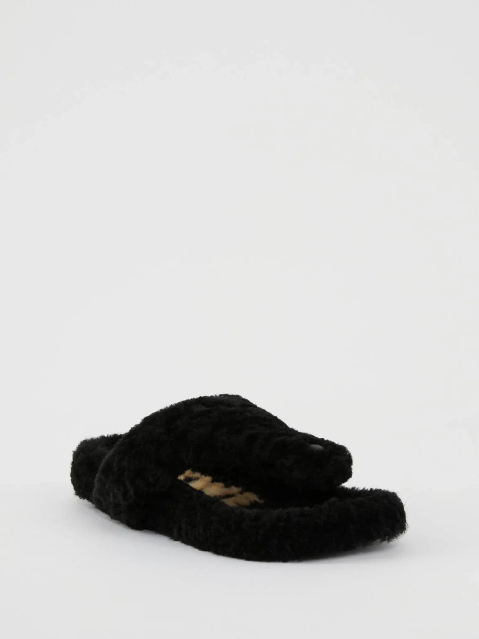 Sandalen 'Ease' aus Shearling Schwarz