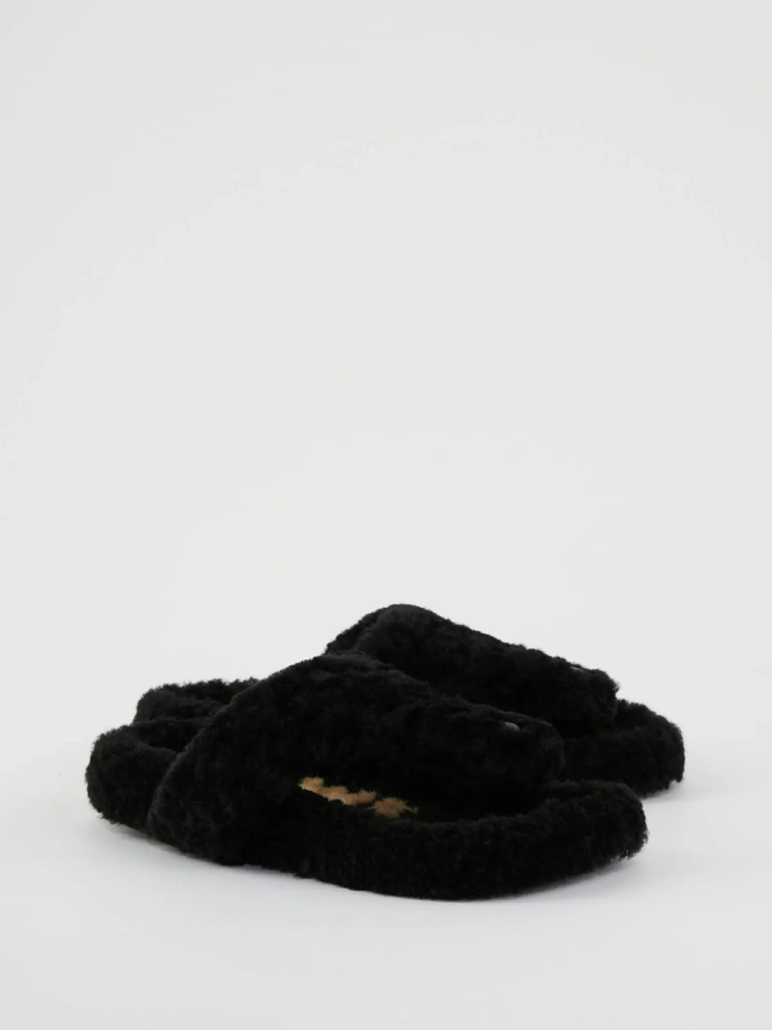 Sandalen 'Ease' aus Shearling Schwarz