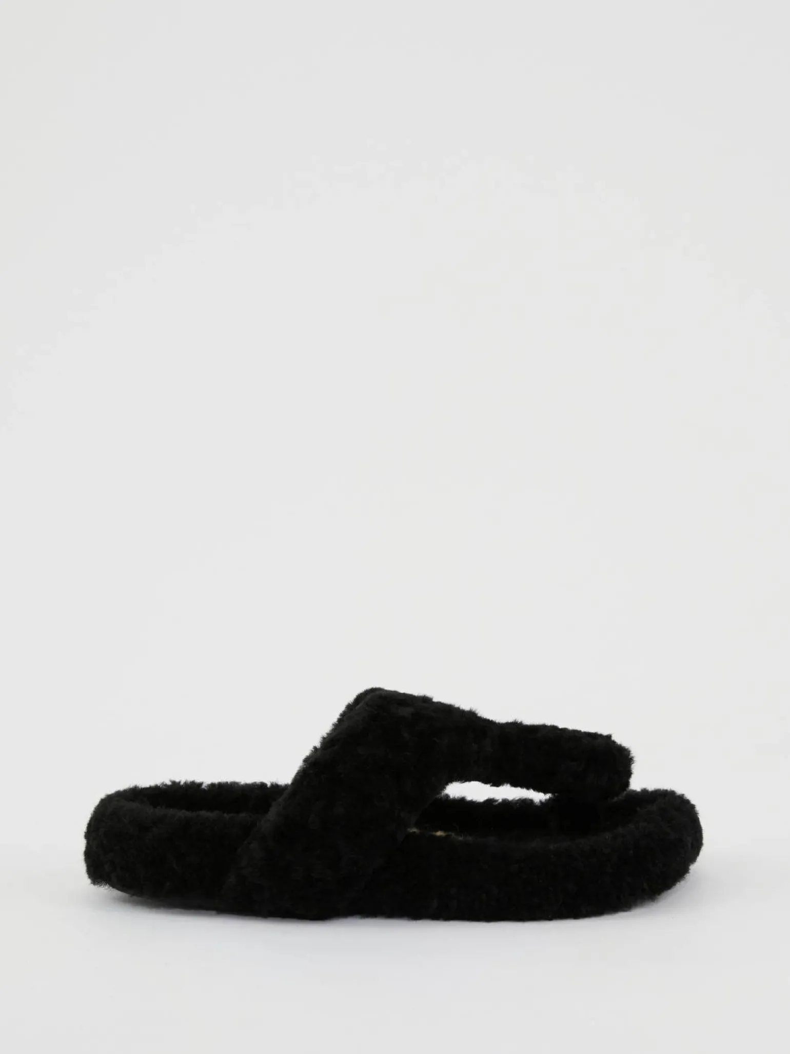 Sandalen 'Ease' aus Shearling Schwarz