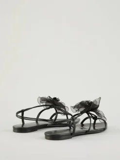 Sandalen mit Blumenverzierung Schwarz