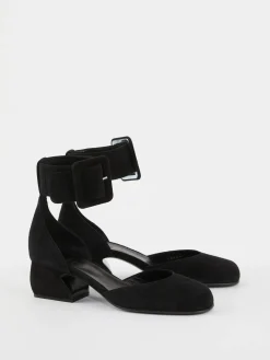 Sandalette aus Veloursleder Schwarz