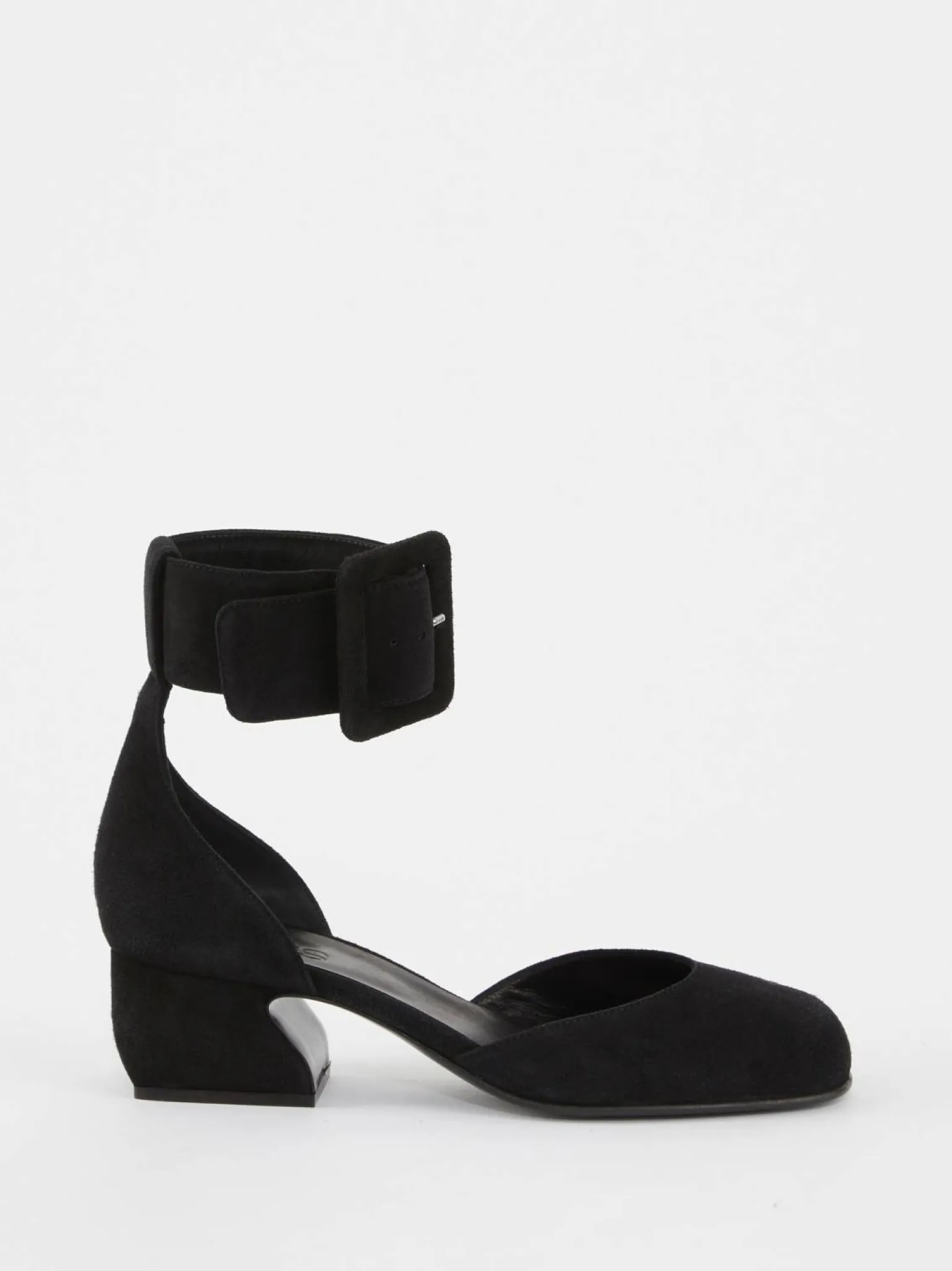 Sandalette aus Veloursleder Schwarz