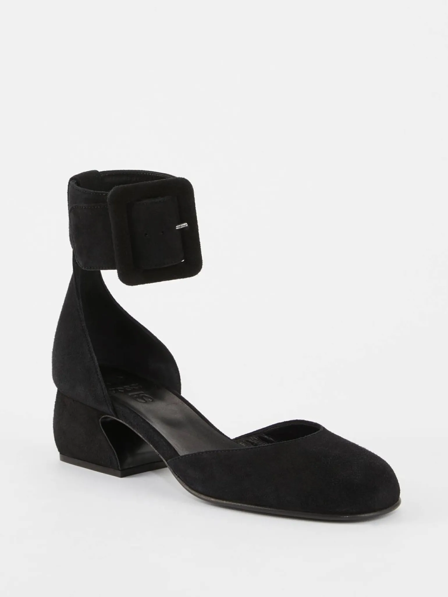 Sandalette aus Veloursleder Schwarz