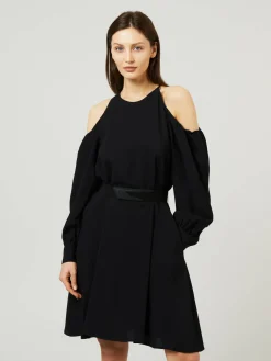 Schulterfreies-Kleid Schwarz