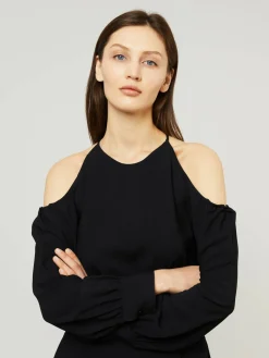 Schulterfreies-Kleid Schwarz