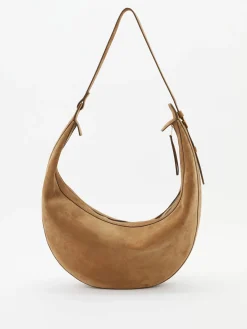 Schultertasche 'Augustina' aus Veloursleder Beige